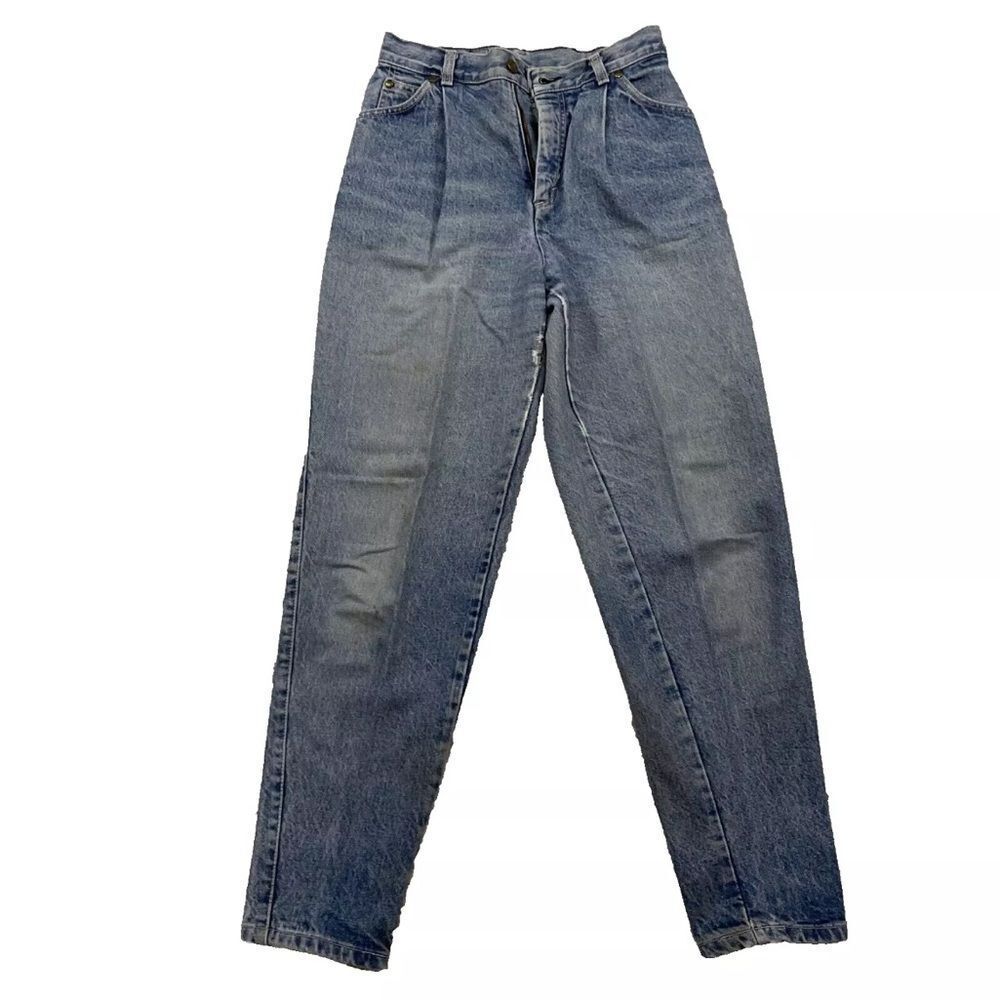 Vintage LEVIS Jeans Women 9 Pleat High Blue Straight Distressed Grunge 80s Denim